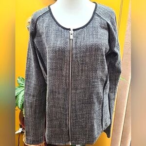Maison Scotch Rendez Vous Long Sleeves Tweed Blazer Size 3 Grey Black